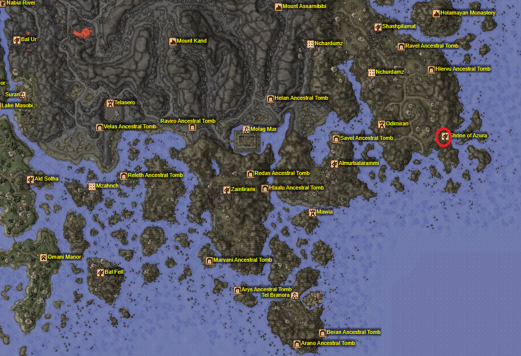 Shrine of Azura Map Location